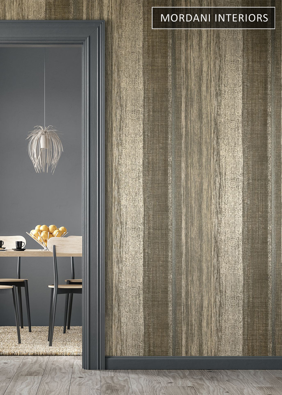 Metallic Mud Distressed Stripes Wallpaper